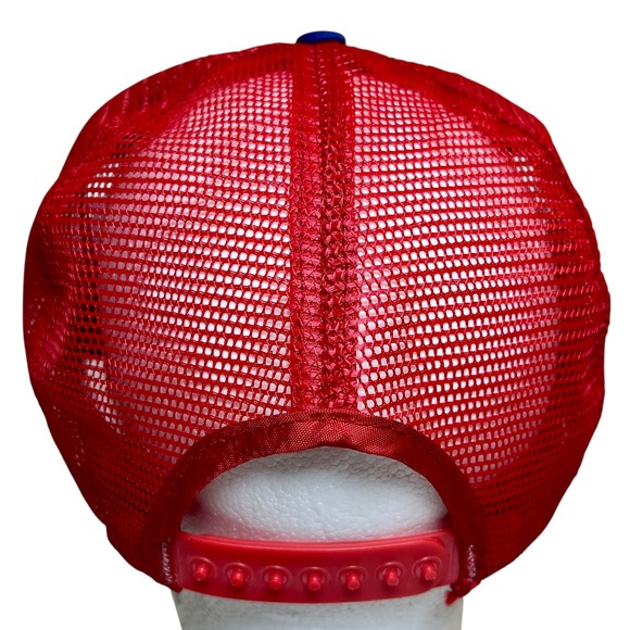Vintage STP Trucker Hat Red Blue Mesh Snapback M&B Headwear Made USA 80s Racing - Picture 3 of 9